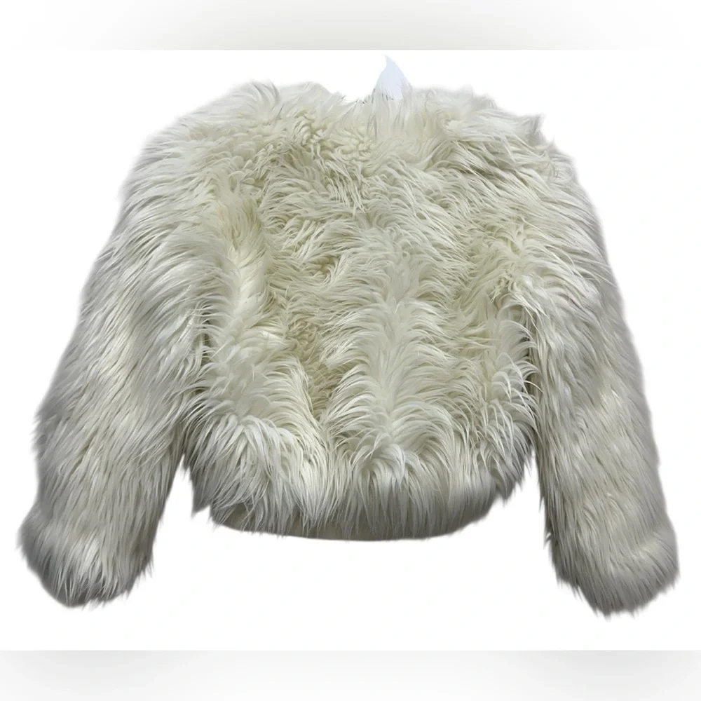 D-Signed Disney Ivory White Faux Fur Lined Zip Jacket Girls Size Medium 10/12 - Picture 5 of 9